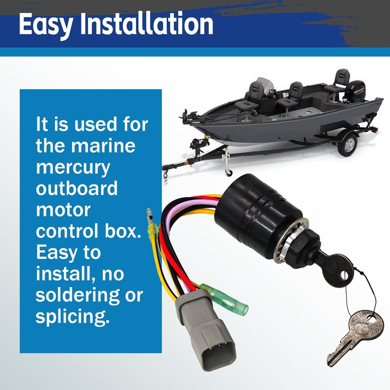 129572 Ignition Switch with 2 Key Compatible with Tracker Boats,