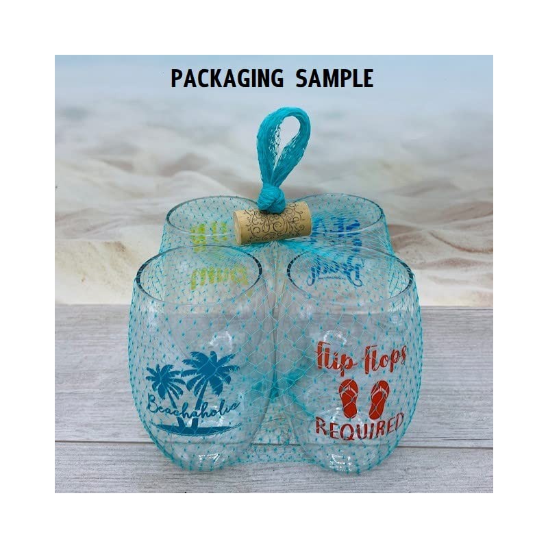 Wine-Oh! Set of 4 Stemless 16 oz Shatterproof PLASTIC Wine