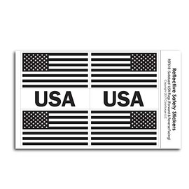 CoolHubcaps Subdued Reflective USA & American Flag Decals - For Helmets, Bikes, Wheelchairs, Bumpers, Windows - Weatherproof & UV Resistant - 1 x 2 Inch Flag Decals (x4) & .75 x 2 Inch USA Decals (x2)