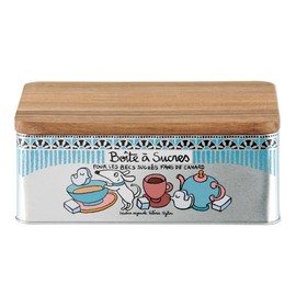 DLP - Derrière la Porte Sugar Bowl with Wooden Lid, Duck Fans Model, Rustic Decorative, 19.5 x 13 x 7.5 cm