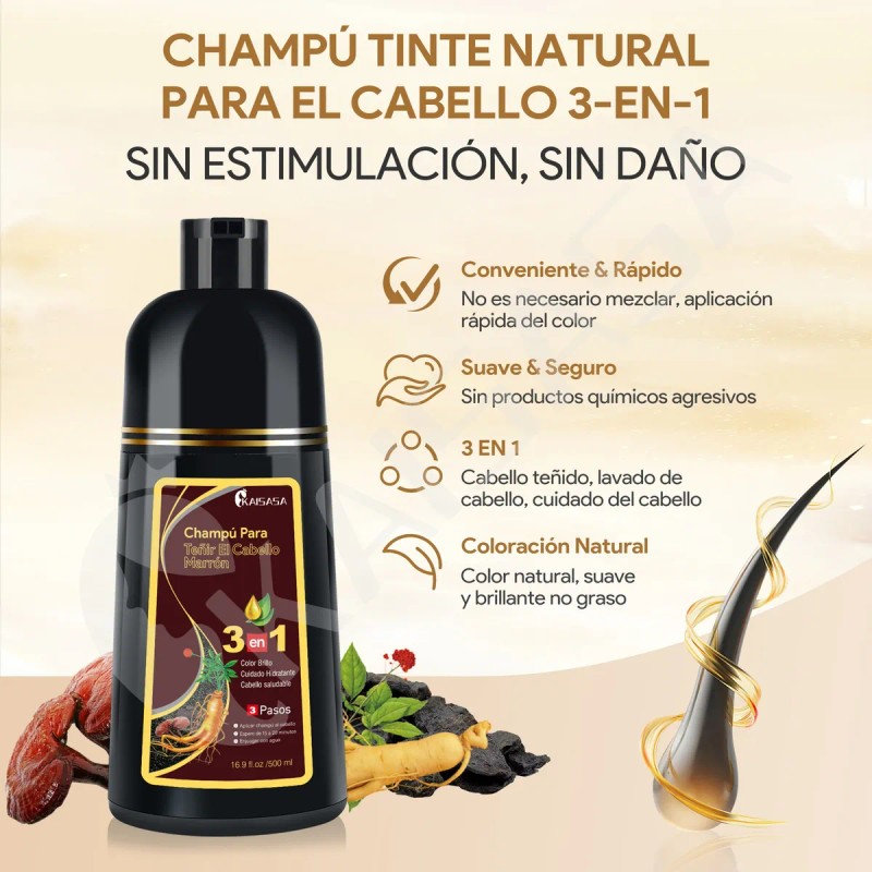 Kaisasa Shampoo Con Tinte Cubre Canas Matizador 2 Pzs