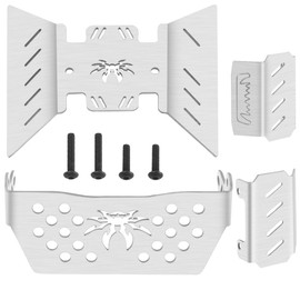4Pieces ShreGoo Stainless Steel RC Skid Plate,RC Chassis Armor Protector Plate Protection Compatible with Axial SCX10-III AXI03007 1/10 RC Crawler Car