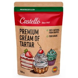Castello since 1907 - Premium Cream of Tartar - Food Grade - 100% Natural from Grapes - Natural Substitute for Baking Powder - Gluten Free - Phosphates free - Keto and Paleo - Non-GMO - 750 g