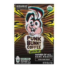 Punk Bunny Coffee from Green Day - Father of All Dark Roasts Keurig Coffee Pods - Bold Organic Coffee K Cup - 10 count box - USDA Organic and Fair Trade