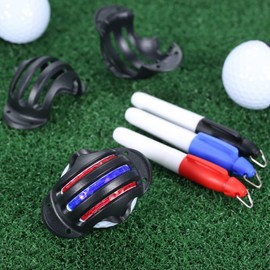 Set of 4 Golf Ball Line Marker Golf Marker Golf Marker Golf Ball Mould TEENGSE Golf Alignment Tool Ball Marker Stencils Golf Line Drawing Equipment Golf Ball Line Stencil + Ball Marker Pen Easy to