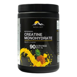 NevaSet Creatine Monohydrate, 3-Month Supply of 5000mg Pineapple Flavor Neva Set Creatine Monohydrate! Creatine supplement for muscle growth, increased strength, enhanced energy output, improved athletic performance, and cognitive health. 495g/90 serving