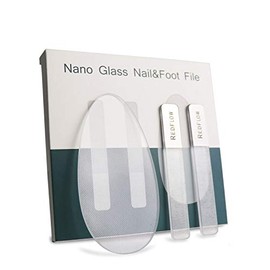 RedFlow Glass Nail File,Nail Buffer Set Contains 2 Nano Glass Nail Files and 1 Nano Glass Foot File,Professional Manicure Set,Nail Files for Natural N