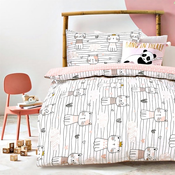 Nimsay Home Kitti Cotton Baby Cot Duvet Cover Pillowcase Set (White - 90 x 120 cm)