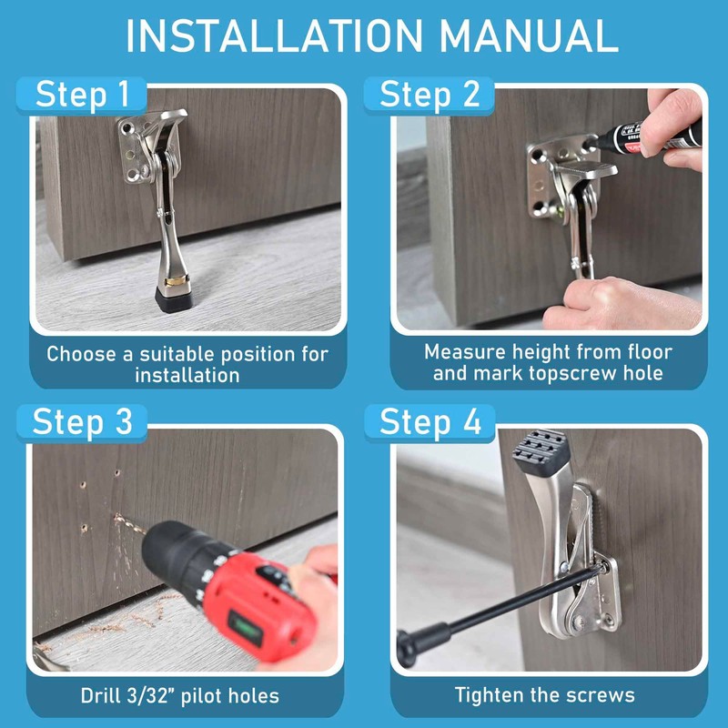 Jasluna One Touch Kickdown Door Stopper, Heavy Duty Door Holder,