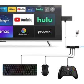 4 in 1 Ethernet Adapter and 3 Ports USB OTG Hub for Fire TV Stick 4K/Chromecast/Google Home Mini/Raspberry Pi Zero and Other Streaming TV Sticks,Micro USB OTG Cable HUB with Powered Network Adapter