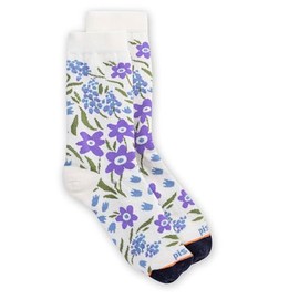PISAC Women's Daisy Crew Socks, White, Small