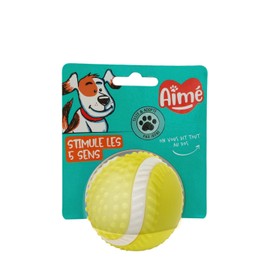 Aimé - 5 in 1 Beef Flavoured Dog Ball - Interactive/Educational Toy to Develop and Stimulate the 5 Senses - Resistant for All Breeds and All Ages - Ball 8cm