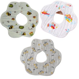 Catwald Baberos bebe niño y Baberos bebe niña en material hipoalergenico y absorbente,ideal para bebe recien nacido con tela de muselina para bebe.(SET 6)
