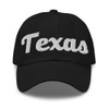 Merch Town Texas Hat Embroidered Texas Dad Hat Cursive Font