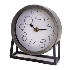 Modern Silvery Table Clock on Stand, Decorative Desk and Shelf Clock, Mantel Clock Farmhouse Clock Non-Ticking, Home Décor for Living Room, Bedroom, Bedside, Desk, Gift Clock (Silvery)