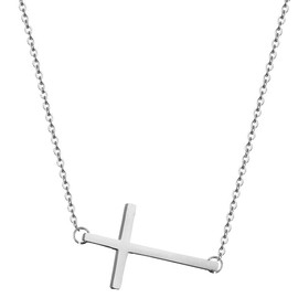 Q&D&S 14K Gold plated Dainty sideways cross necklace for women Cute Faith Cross Necklace Sideways Cross pendant Necklace Everyday Jewelry (SILVER)