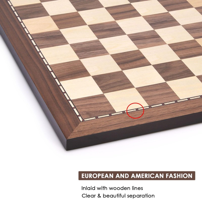 AMEROUS 15 Inches Walnut Wood Chess Board Only, Professional Tournament
