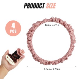 Luxurious Mulberry Silk Scrunchies - 4PC Set of Colorful Silk Satin Hair Ties, Elastic Skinny Scrunchy Bands for Women, for Ponytails, Hair Styling, and Wrist Accessories