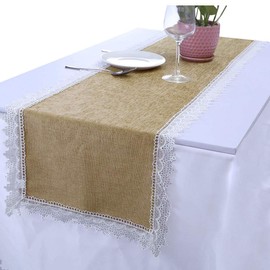 mookaitedecor Satin Lace Table Runner Khaki for Wedding Birthday Party Banquet Home Decor,Rectangular/15 x 75 Inch