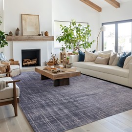 Bedsure 3x5 Area Rugs for Living Room, Machine Washable Modern Style Rug, Non-Slip Backing, Non-Shedding, Low Pile Easy Care Throw Carpet for Bedroom Dining Room, Dark Grey