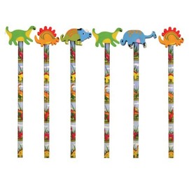 Henbrandt 24 x Dinosaur Pencils With Novelty Erasers Toppers - Wholesale Bulk Buy