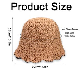 Gkaikpe Knitted Sun Hat for Women, Foldable Sunscreen Beach Hat, Lace Lightweight Breathable Bucket Hats for Women (CA/US, Alpha, One Size, Khaki)