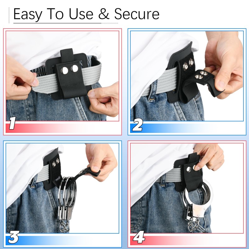 Easecos Handcuff Holster Handcuff Holder Belt Carrier for Chain/Hinged/Folding Handcuffs