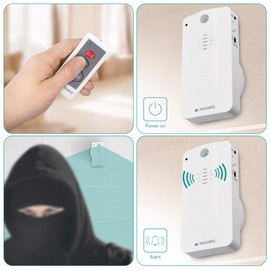 Navaris Doorbell with Motion Sensor Set - Includes Remote Control Mounting Accessories - Bell and Alarm Modes - 13 x 6.6 x 6.6 cm - Wireless Radio Bell