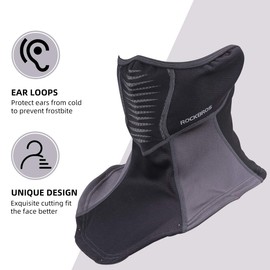 ROCKBROS Half Balaclava Winter Balaclava for Women Men Thermal for Outdoor Activities such as Cycling, Motorcycle, Running, Black Grey