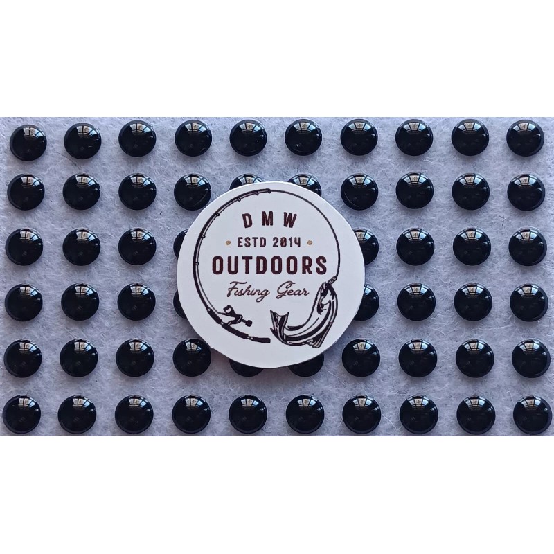 120pcs, Solid Soft BLACK 3d adhesive fish eyes  5mm, 3/16",