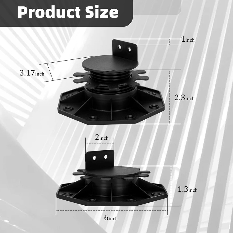 48 Pack Adjustable Deck Support Pedestal, Adjustable Height from 1-3/16“