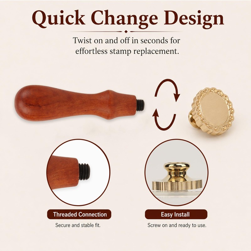 2 Pcs Frame Wax Seal Stamp Set, 3D Embossed Brass