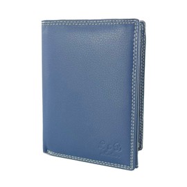 BUFFALO HILL L&B Collection 2338 Wallet, Portrait Format, with RFID Protection, Real Leather Wallet, Large with Coin Compartment, 8 Card Slots, Wallet for Men, Wallet, blue, Modern