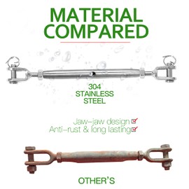 Jamiikury 2PCS M5 Jaw Jaw Turnbuckle Stainless Steel Jaw and Jaw Turnbuckle, Jaw Jaw Closed Body Marine Turnbuckle Jaw, Durable for Wire Rope Cable