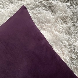 Douceur De Plumes 2er Set Aubergine Purple Samt Kissenbezug 60x60 cm Einfacher, weicher und moderner rechteckiger lila Kissenbezug für skandinavisches Wohnzimmer, Sofa (2 Auberginen)