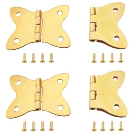 ZZLZX 4PCS Wooden Crate Box Butterfly Hinge 16 Screws Gold Metal Hinge Hinge Antique Lace Hinge Antique Furniture Hardware for Small Wooden Crate Box Mini Cabinet Cabinet Door