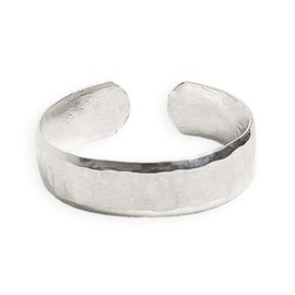 Anillo de dedo del pie | Plata de ley 925 martillada de 5 mm de ancho | Anillo de dedo ajustable talla única | Estilo unisex para hombres o mujeres, Metal precioso., Sin piedras preciosas