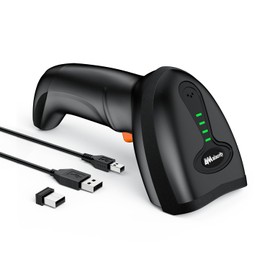 Alacrity Classic Laser 1D Wireless Barcode Scanner, Battery Level Indicator, Bluetooth 2.4GHz USB 3 in 1 Connections
