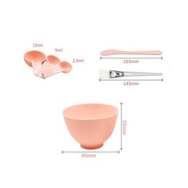 1 Set (6 Pcs) 6 in 1 Plastic Portable Face Mask Mixing Bowl Set with Spoon Stick Brush DIY Homemade Beauty Tool Spatula, Mixing Kit Skin Care Facial Treatment Accessories (Random Color)