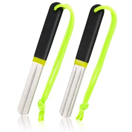 Skylety 2 Pcs Hook Sharpener Hook File for Fishing Diamond File with Handle Portable Double Sided Fine and Medium Grit for Fishing(Multi Color)