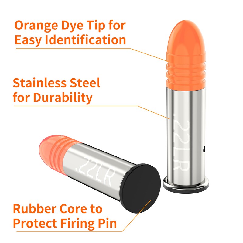 Befbox 22LR Snap Caps Training Dummy Rounds Practice Safe Loading,Orange,