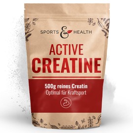 Creatine Active - Creatine Monohydrate 500 g - 3.4 g Powder per Serving (of which 3 g Creatine) - Vegan - Free from Additives - Creatine Powder High Dose