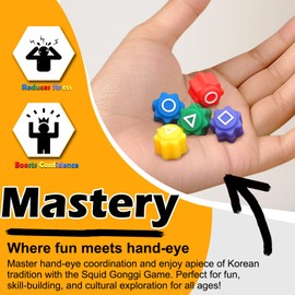 Asweets Gonggi Game Set, Gonggi Korean Game, Gonggi Set Squid Gong Gi Game Korean Jack Set, Games Hand Eye Coordination Training Toy (Colorful 10Pcs)
