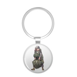 BKR Graphics military anime girl Paratrooper Metal Double Sided Key Chain Keychain