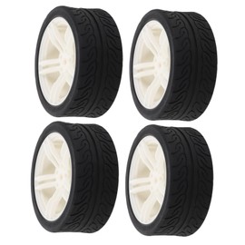 KICHOUSE 4PCS Multi Function Car Wheels Rubber Tires for DIY Science Projects Precision Hubs Enhance Stability Traction for Racing Car Models Black