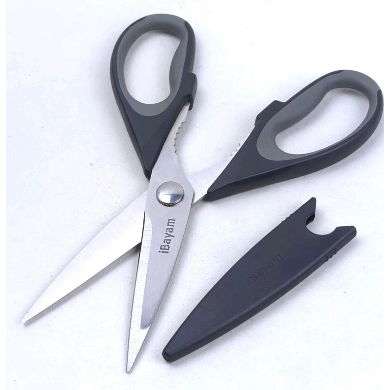 iBayam Kitchen Scissors / SHEARS, All Purpose Heavy Duty Black