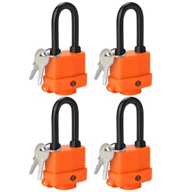 HOX 4-Pack Weather Resistant Padlocks – 40mm Laminated Steel, Chrome Plated with 2-inch Shackle, Vinyl Wrapped, Hardened Steel for Extra Security