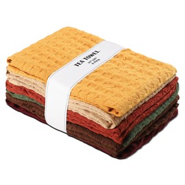 Vintage Vista 100% Cotton Waffle Tea Towels for Kitchen (Pack of 6) - Kitchen Towel Set - Absorbent Tea Towels for Baking, Drying & Cleaning, Easter - 18" x 28" (Multicolor)