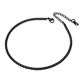 Richsteel Black Anklets for Women Summer Ankle Bracelets Foot Spiga Link Chain Beach Waterproof Jewelry 3MM 9 Inches