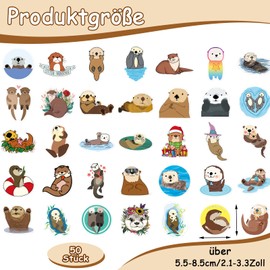 Pack of 50 Otter Stickers, Eurasian River Otter Stickers Set for Children, Teenagers, Graffiti Decal, Vinyl, Waterproof, Aesthetic Stickers for Laptop, Cars, Motorcycle, Bicycle, Skateboard, Luggage,